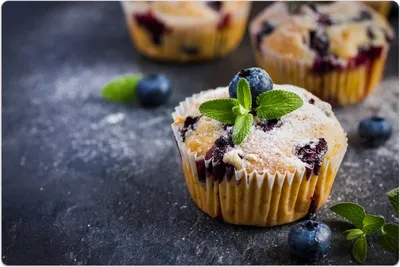 Produktbild von Küchenmatte 140x210 cm Vinylmatte Bodenmatte Dekoration - Blaubeer Muffins