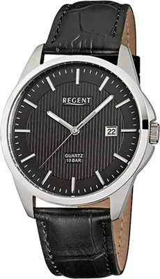 Produktbild von Regent Leder Herren Uhr F-914 Quarzuhr Armband schwarz D2URF914