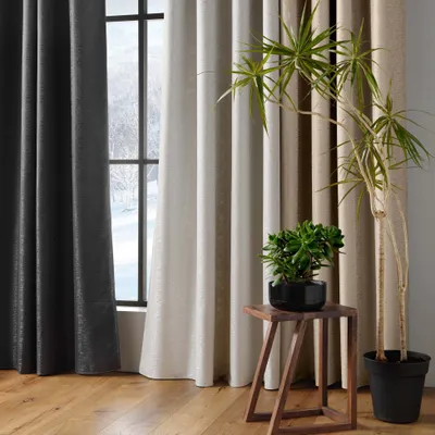 Produktbild von Vorhang blickdicht 140x260cm Gardine Schal Ösen Verdunkelung Thermo Schallschutz, Farbe:Beige