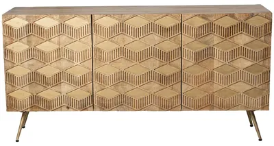 Dressoir mit 3 Türen, Holzoptik, Natur, 160x40x80 cm