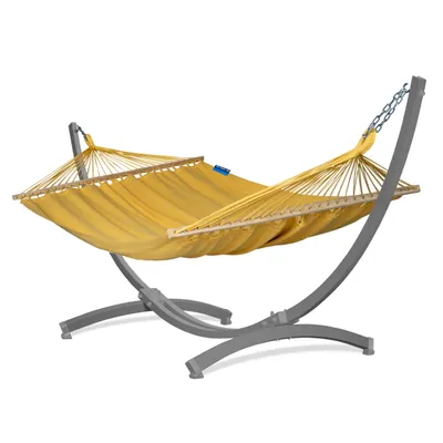 Produktbild von Potenza Outdoor Stabhängematte Hängematte mit Gestell für 2 Personen  I 100% Baumwolle Merida Doppelhängematte XXL 215x160, 200kg I Verzinkter Hängemattengestell 350kg, wetterfest