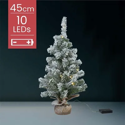 Produktbild von Everlands Mini Weihnachtsbaum im Jutesack 45 cm grün weiß beleuchtet warmweiß