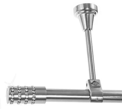 Produktbild von Edelstahl Look Gardinenstange 20mm Deckenträger 1-läufig Kristall Zylinder, Länge wählbar D51 E39 R