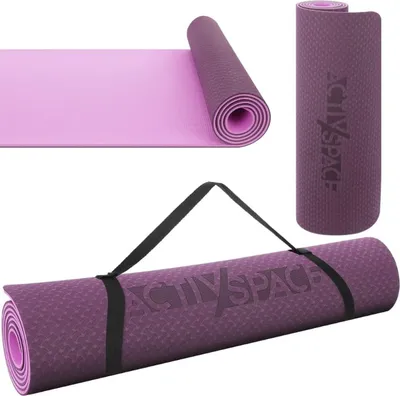 Produktbild von TPE-Matte für Fitness- und Yogaübungen, Schaumstoffpolsterung - rosa/violett - 0,6 cm