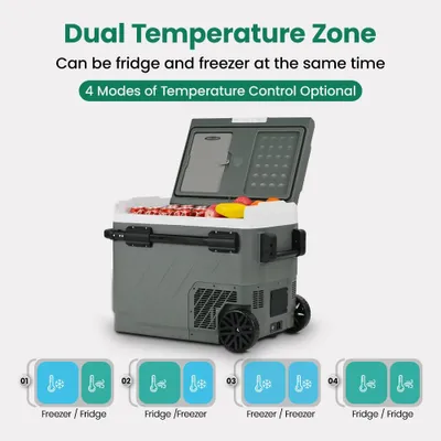 Produktbild von Auto Kühlbox EZGW - Kompressor Kühlgefrierbox 50 L - Betrieb 12 V DC & 100–240 V AC - Temperaturbereich -20°C bis 20°C - Für Camping und Reisen