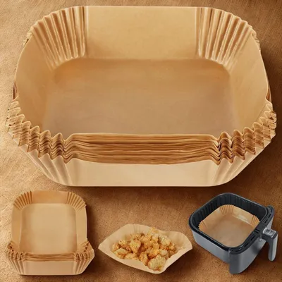 Airfryer Backpapier Einlagen, 100 Stück, ölbeständig, braun