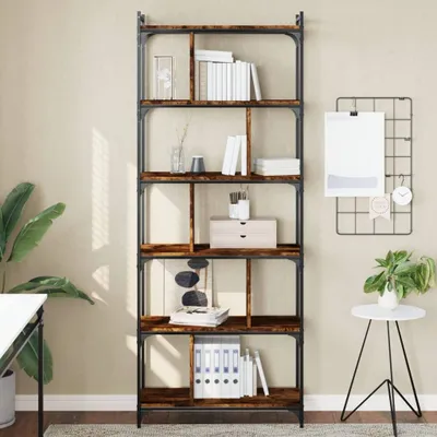 Produktbild von Möbel Bücherregal 6 Böden Räuchereiche 76x32x192 cm Holzwerkstoff - Bücherregale 833947
