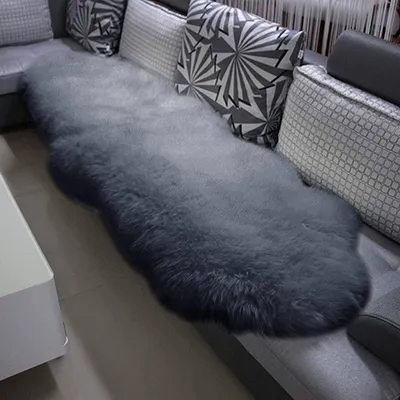 Produktbild von WOLTU TP3513hgr-L Öko Lammfell Schaffell Teppich Bettvorleger Sofa Matte echtes Naturfell Longhair Hellgrau (180-210)x60cm