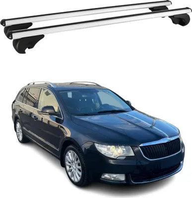 Produktbild von Dachträger Grundtäger für Skoda Superb mk2 Kombi 2008-2015 75kg Alu Silber 2 tlg