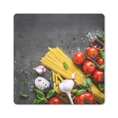 Produktbild von MuchoWow® Mauspad Mousepad Nudeln - Kräuter - Tomate - Gewürze - Rustikal 20x20 cm - Mousepads - Maus Mat - Pad - Mausunterlage - Desk Mat - Bureauartikeln