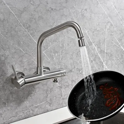 Obrázek produktu pro Kuchyňská baterie - nástěnná - nerezová ocel - ohebná výtoková trubice