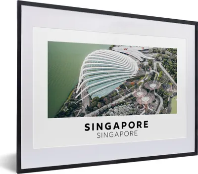 Produktbild von MuchoWow® Gerahmtes Poster Singapur - Wasser - Architektur 40x30 cm - Poster mit Schwarzem Bilderrahmen Wandposter Rahmen Foto Bilder - Bilderrahmen - Poster im Rahmen