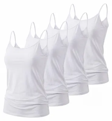 Produktbild von Trägertop 4er Set Damen Sommertop 34-42 Basic Top Spaghettiträger Stretch Top
