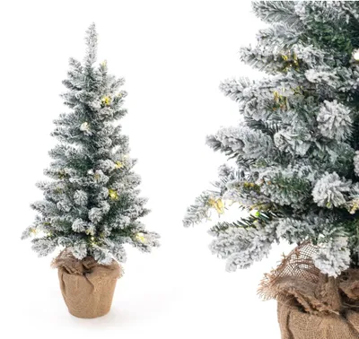 Obrázok produktu pre Stálezelený umelý vianočný stromček vrátane umelého snehu a LED diód zelený 90 cm