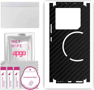 Produktbild von apgo Rückseite + Seiten Schutzfolie, Skin, kompatibel mit Infinix GT 20 Pro, Hinten Displayschutzfolie aus Vinylfolie, kratzfest, einfache Montage - Schwarzer Kohlenstoff