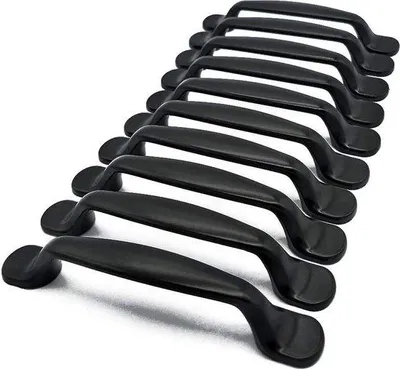 Produktbild von 10 schwarze Küchenzubehörspackungen mit 128 mm Gegenhobelabstand.