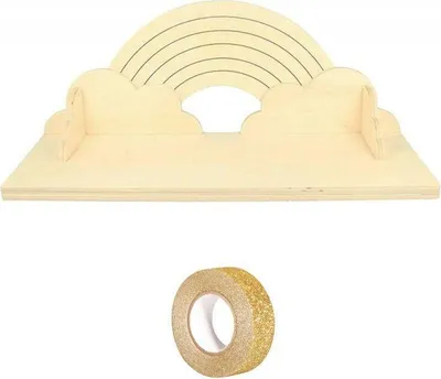 Obrázek produktu pro Dřevěná polička "Duhová", 40 cm + zlatá lesklá stužka, 5 metrů