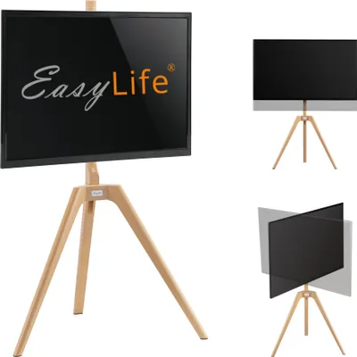 Produktbild von EasyLife - STAFFELEI Tripod TV-Stativ 45-65 Zoll, Schwenkbar - VESA bis 400x400 (Schwarz/ Buche hell)