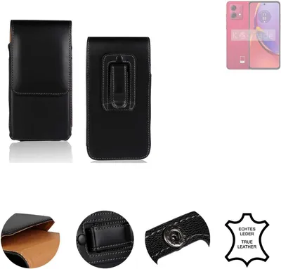 Produktbild von K-S-Trade Holster Gürteltasche Handy Hülle Schutzhülle kompatibel mit Motorola Moto G84 5G Handyhülle Leder schwarz, 1x