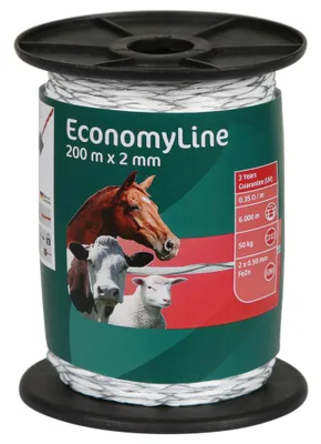 Immagine prodotto di AKO Weidezaunlitze kreuzgewickelt EconomyLine 200?m weiß, 2 Leiter, 0,35??/m