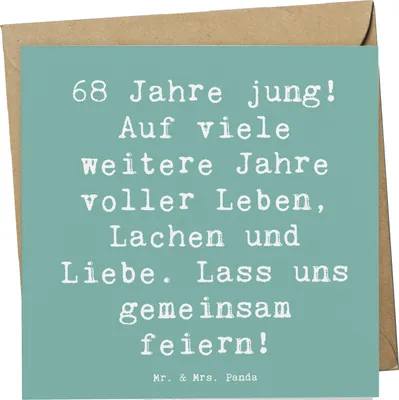 Produktbild von Mr. & Mrs. Panda Grußkarte Spruch 68. Geburtstag Freude - Meeresbrise - Geschenk, doppelkarte, Glückwunschkarte, Meilenstein, anlasskarte, Erinnerungen, Klappkarte, Alter