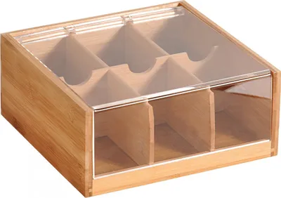 Immagine prodotto di KESPER Organizer per il tè, 6 scomparti, 22 x 21 x 9,5 cm, bambù/plastica KESPER 58903