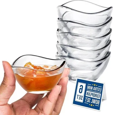 Obrázok produktu pre Sada 6 sklenených pohárov – stohovateľná sada – poháre na dezerty a občerstvenie – na servírovanie prísad a tapas – sada 66 ml