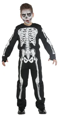 Immagine prodotto di Costume completo da scheletro per bambino per Halloween, taglia:116