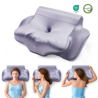 Produktbild von NicePlus Nackenstützkissen Memory Foam, kühlend, 62 x 35 cm, Grau