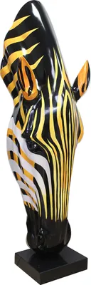 Produktbild von GILDE Skulptur Zebra Zebrakopf orange, schwarz, weiß H. 50 cm, 60095