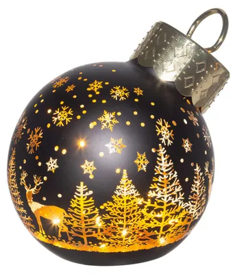Produktbild von Weihnachtskugel aus Glas mit LED-Beleuchtung, Motiv Winterwald, Ø 12 x 14 cm