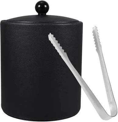 Produktbild von Isolierbehälter für Eis – Champagnerkühlbehälter – Eisbehälter mit Deckel – Weinkühler – Eiswürfelbehälter – Edelstahl – Schwarz
