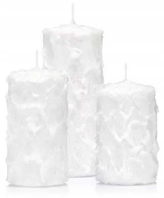 Produktbild von Drobo Weiße Weihnachtskerzen Schneeflocke 3 Höhen Ø 7 cm