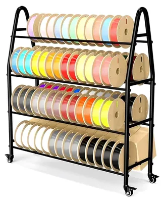 Produktbild von 3D-Drucker-Filamentregal, 7 Etagen, Robustes Metallregal mit Rollen, 102 Stück 1 kg Filament-Spulenhalter, Organisiert für 3D-Drucker