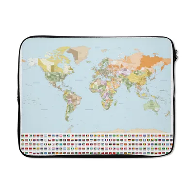 Produktbild von MuchoWow® Laptop Hülle 15 Zoll Weltkarte - Flagge - Orange - Grün Laptoptasche - Laptoptasche - Sleeve - Rundum-Schutz