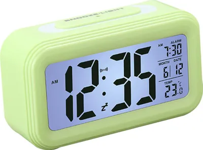 Produktbild von Elektronischer digitaler Wecker mit großem LCD-Display, Hintergrundbeleuchtung, Kalender und Temperaturanzeige,green