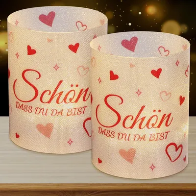 12 Windlichter Tischdeko rosa mit Spruch