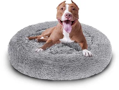 Image de Coussin pour chien moelleux, gris clair, 80 cm