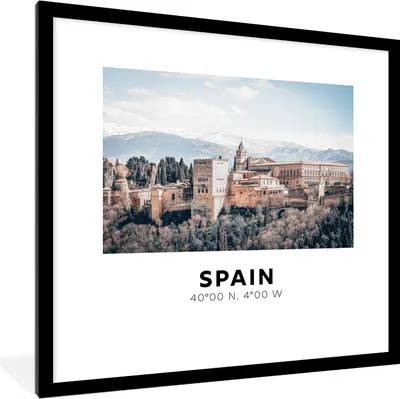 Produktbild von MuchoWow® Gerahmtes Poster Spanien - Bauwerke - Berge 40x40 cm - Poster mit Schwarzem Bilderrahmen Wandposter Rahmen Foto Bilder - Poster - Plakat im Rahmen