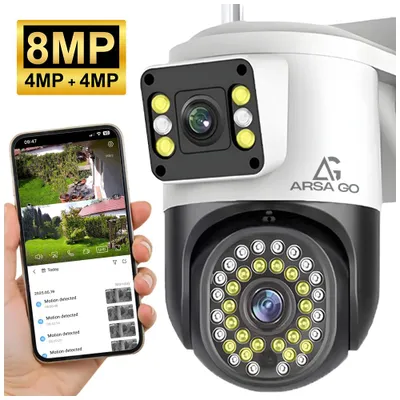 Produktbild von Überwachungskamera Außen WLAN 2 Objektive QHD PTZ 4x Zoom IP65 mit PIR, App und LAN