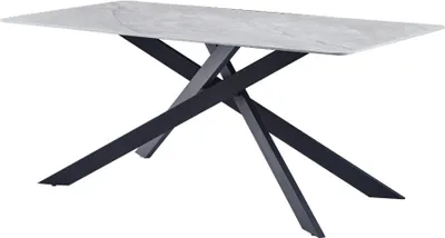 Produktbild von CasaDolce Esstisch MARTELA 1.8, grau, 180x90x75 cm, Tischplatte aus gesintertem Stein, Marmormuster, Metallbeine