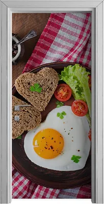 Produktbild von Tür Selbstklebende 90x210 cm Türfolie Türtapete Klebefolie - Spiegeleier und Brot