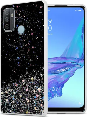 Immagine prodotto di Custodia Cadorabo per Oppo A53 in nero con glitter Custodia protettiva in silicone TPU flessibile con glitter scintillanti Custodia cover per telefono cellulare