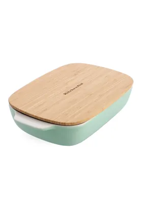 Produktbild von KitchenAid Stoneware Auflaufform mit Deckel Antihaft-Keramik 40.4 x 24.8 cm