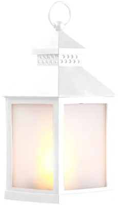 Produktbild von Lunartec Laterne mit LED Licht: LED-Laterne mit realistischem Flammenspiel und Timer, weiß (mit Beleuchtung, Dekolaterne, Flamme)