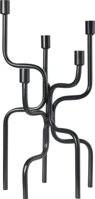 Produktbild von BELIANI Kerzenhalter Schwarz Metall 5-Armig für Stabkerzen Modern Schlicht Glamouröse Optik Deko Kerzenständer für Wohnzimmer Esszimmer Tischdeko