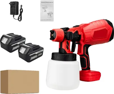 Immagine prodotto di Spruzzatore elettrico per vernici, design senza fili, controllo del flusso regolabile, 2 batterie grandi rosse