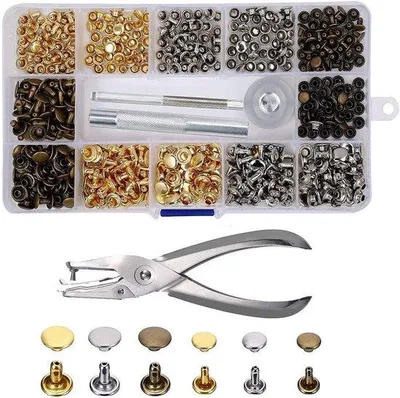 Obrázok produktu pre Sada kovových klincov, 240 ks, 2 mm, so skrutkovačom a 3 klincami na výmenu, vhodná na domáce spracovanie kože.