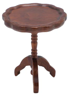Image de Mini-maison à l'échelle 1:12, table basse ronde en bois, mobilier de maison de poupée, maquette de salle à manger, couleur marron