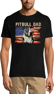 Produktbild von Herren Grafik T-Shirt Pitbull Papa - amerikanische Flagge – Pitbull Dad - American Flag – Öko-Verantwortlich Vintage Jahrgang Kurzarm Lustige Druck